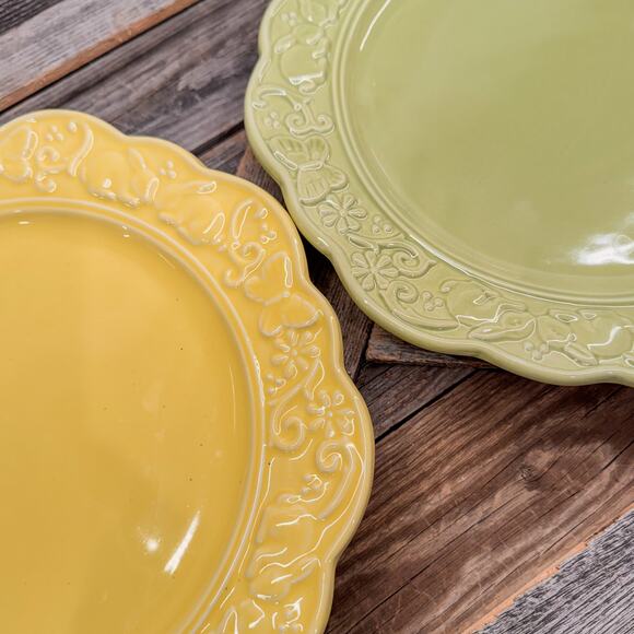 Pair of Spring and Easter Themed Plates w Embossed Bunnies and Butterflies-10.5” - Picture 2 of 10